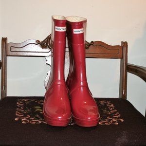 HUNTER KELLEN WEDGE BOOTS RED US 9/10 EUR 42 EUC